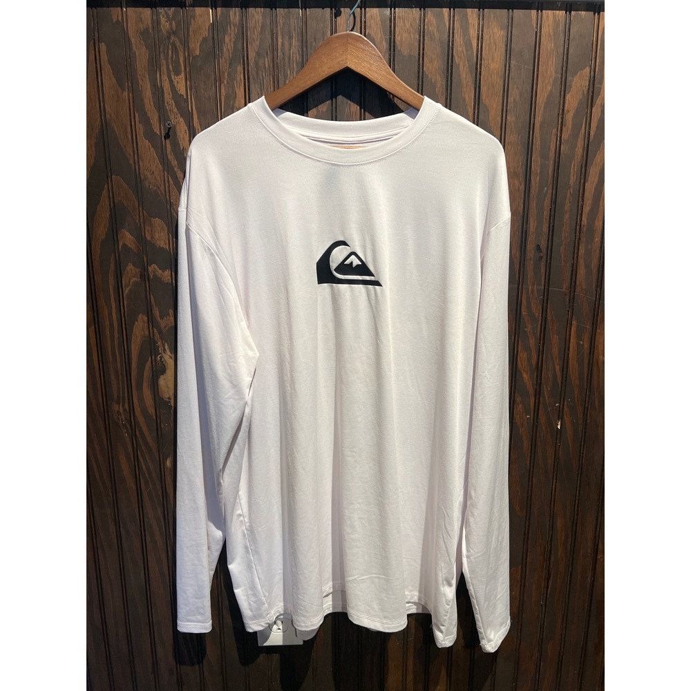 Quiksilver Mens Long Sleeve Graphic Logo T-Shirt White Surf Skate Tee